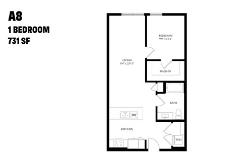 One Bedroom A8 731 SF - The Ballard Independent
